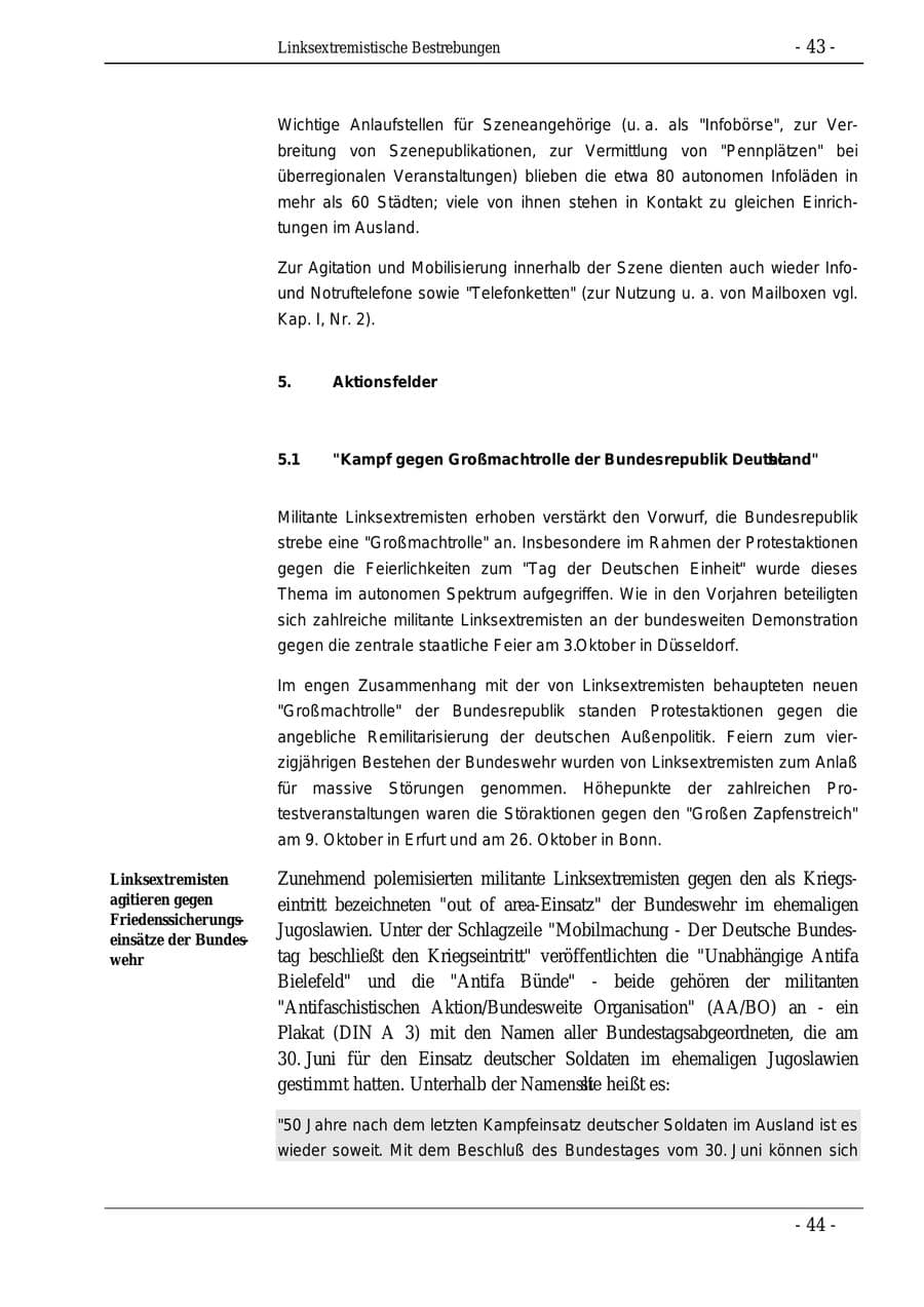 Seite 43 des Verfassungsschutzbericht 1995 Bund