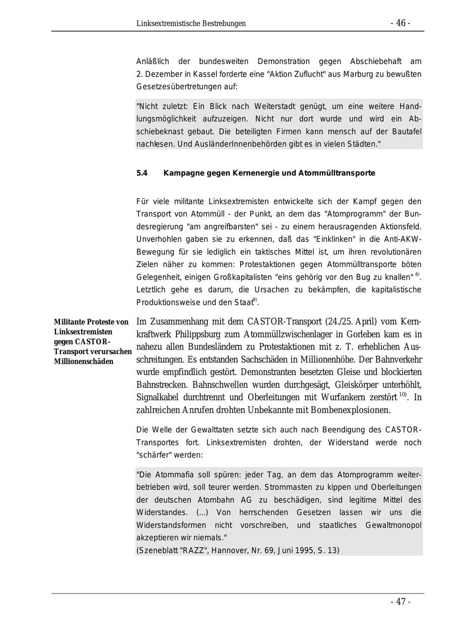 Seite 46 des Verfassungsschutzbericht 1995 Bund