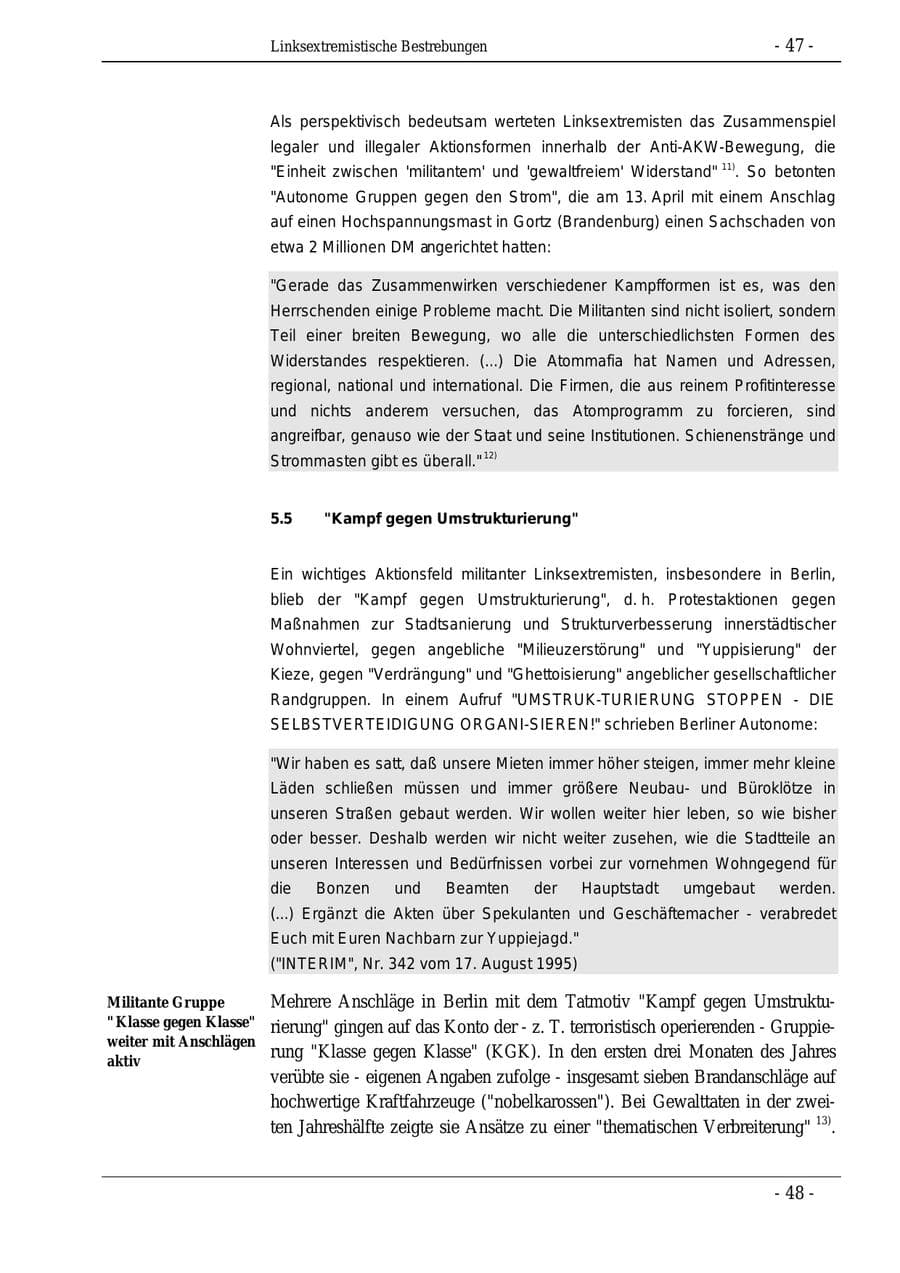 Seite 47 des Verfassungsschutzbericht 1995 Bund