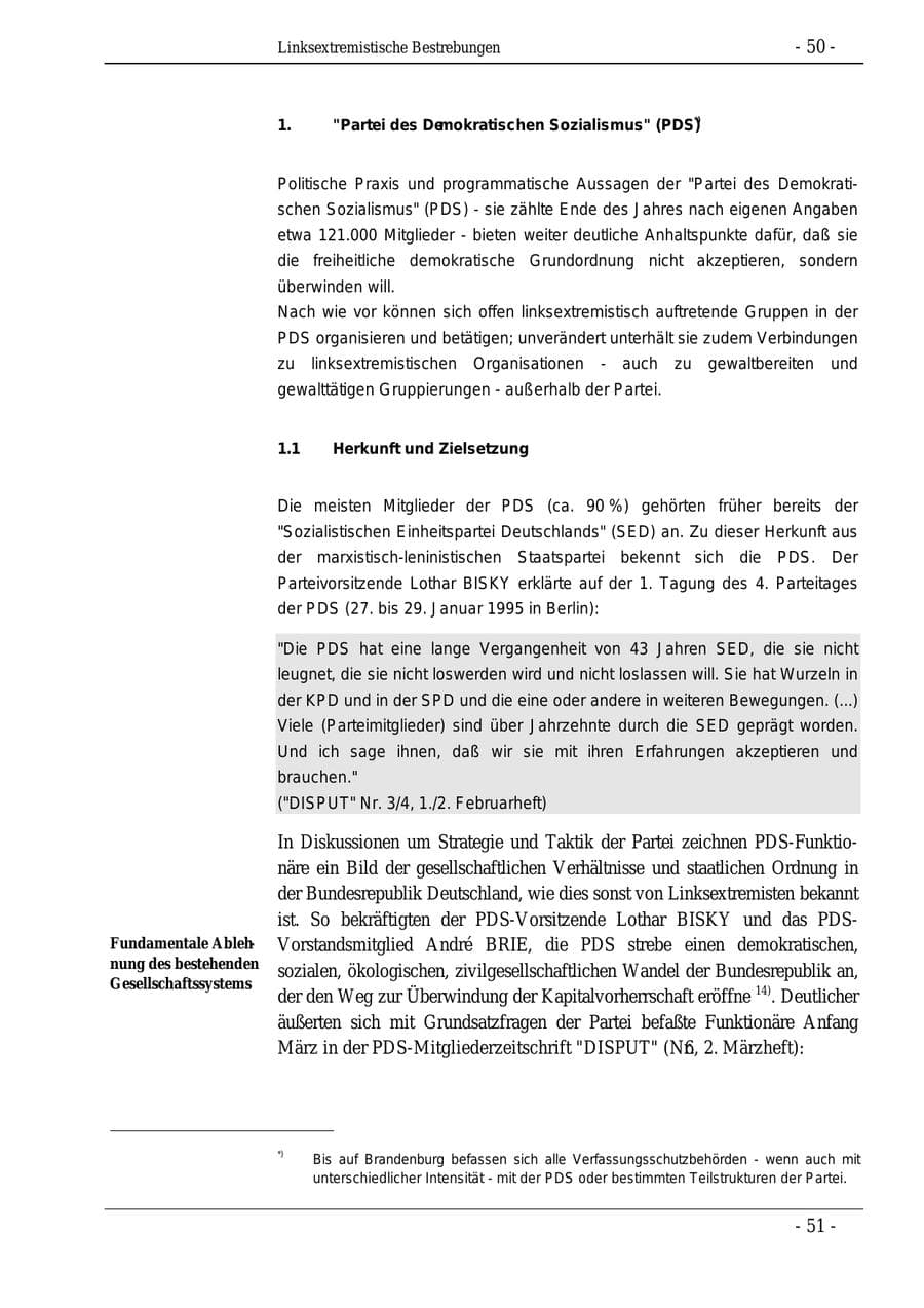 Seite 50 des Verfassungsschutzbericht 1995 Bund