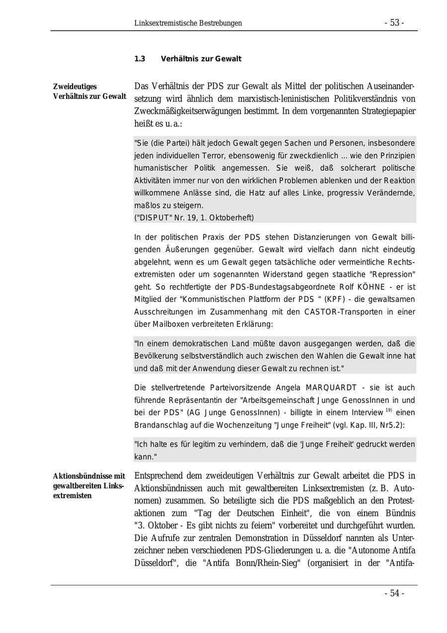 Seite 53 des Verfassungsschutzbericht 1995 Bund