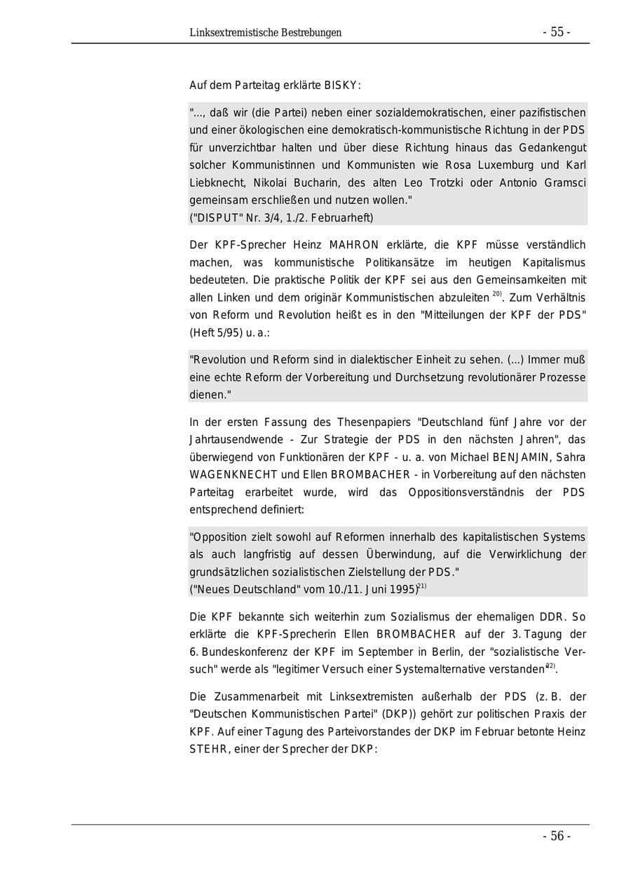 Seite 55 des Verfassungsschutzbericht 1995 Bund