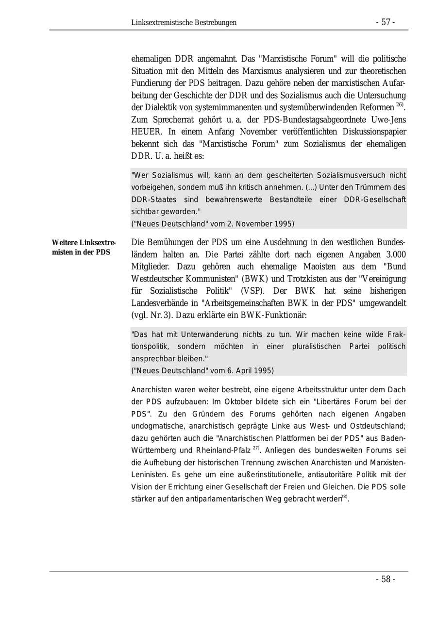 Seite 57 des Verfassungsschutzbericht 1995 Bund