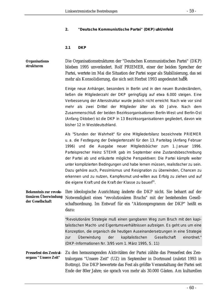 Seite 59 des Verfassungsschutzbericht 1995 Bund