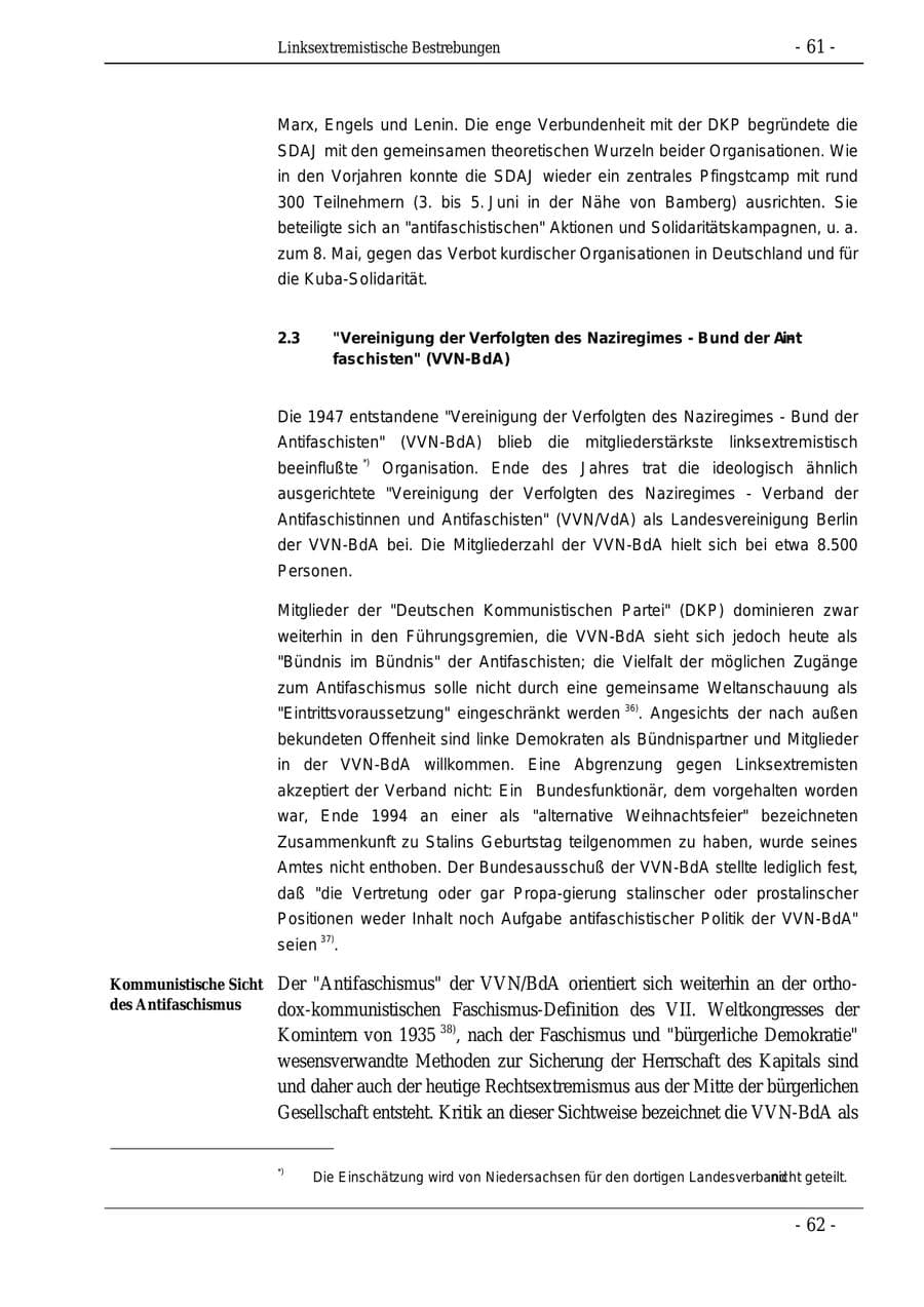 Seite 61 des Verfassungsschutzbericht 1995 Bund