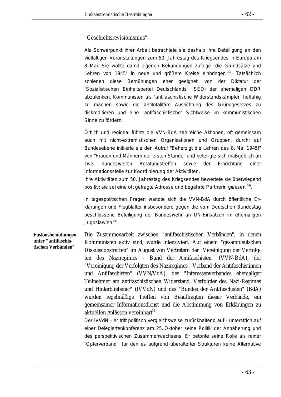 Seite 62 des Verfassungsschutzbericht 1995 Bund