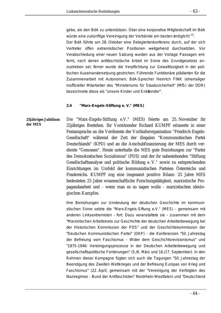Seite 63 des Verfassungsschutzbericht 1995 Bund
