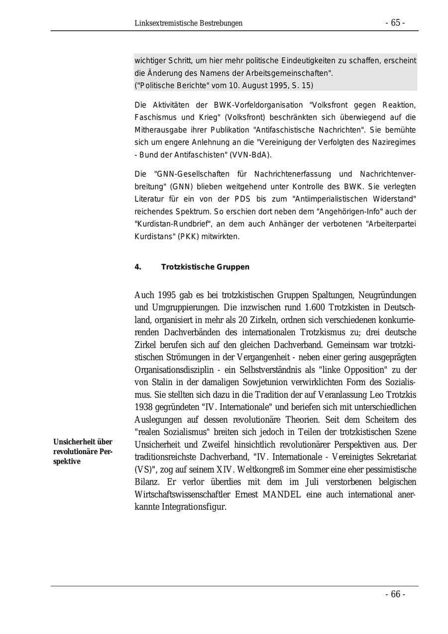 Seite 65 des Verfassungsschutzbericht 1995 Bund