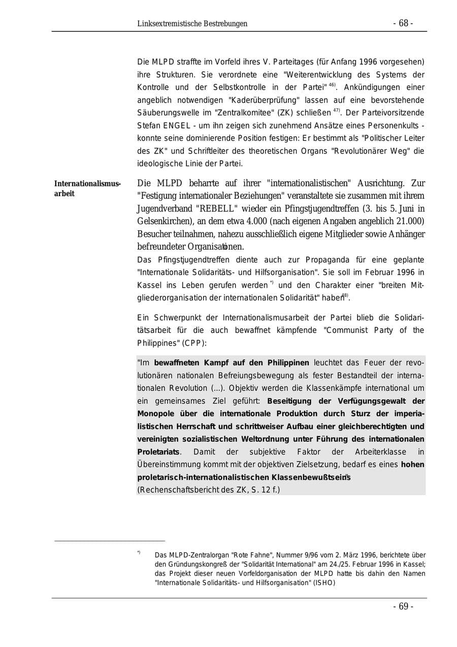 Seite 68 des Verfassungsschutzbericht 1995 Bund