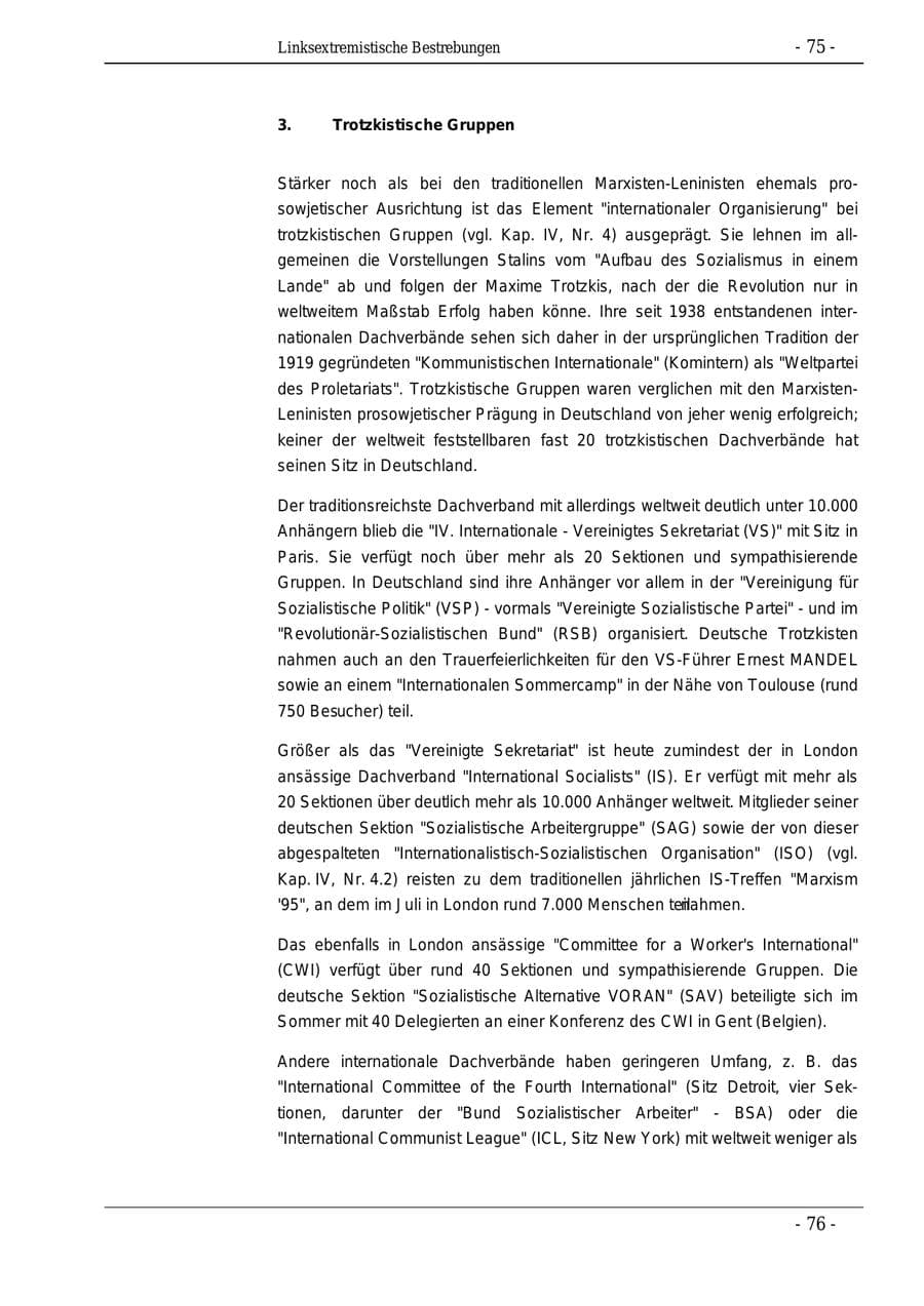 Seite 75 des Verfassungsschutzbericht 1995 Bund