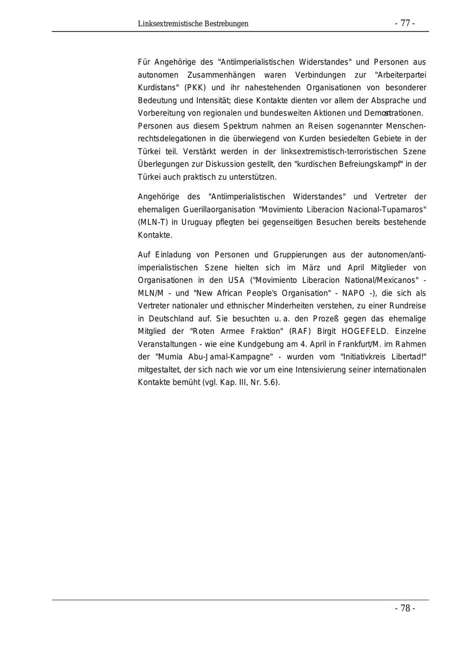 Seite 77 des Verfassungsschutzbericht 1995 Bund