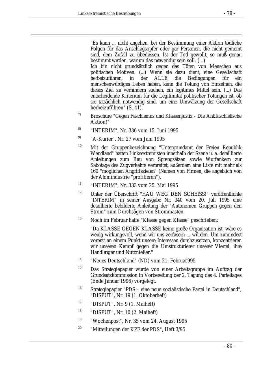 Seite 79 des Verfassungsschutzbericht 1995 Bund