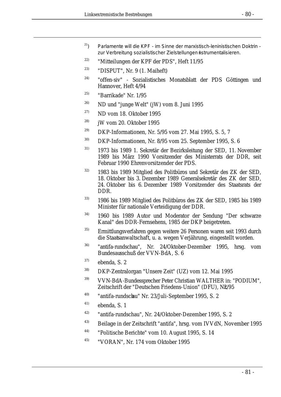 Seite 80 des Verfassungsschutzbericht 1995 Bund