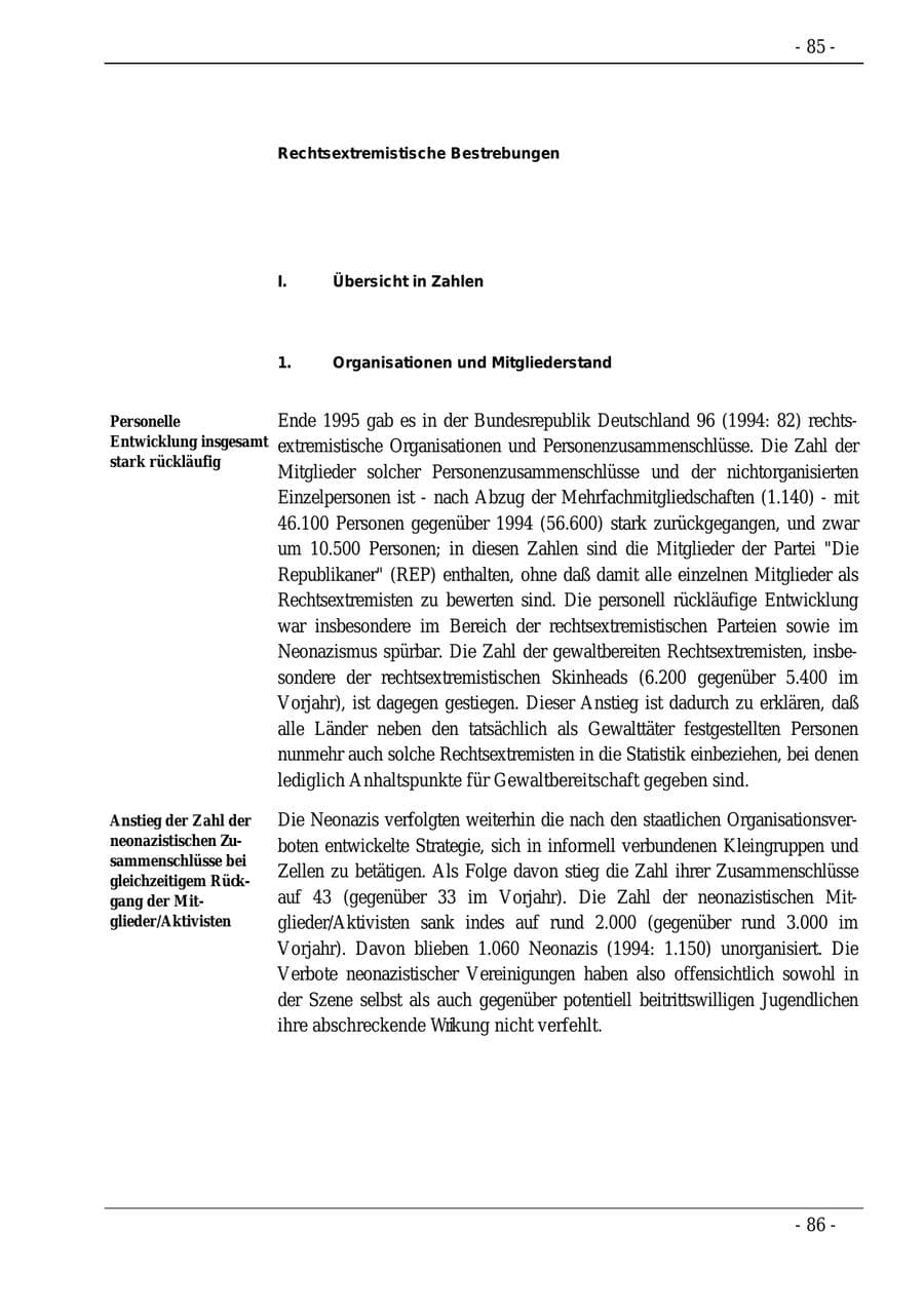 Seite 85 des Verfassungsschutzbericht 1995 Bund