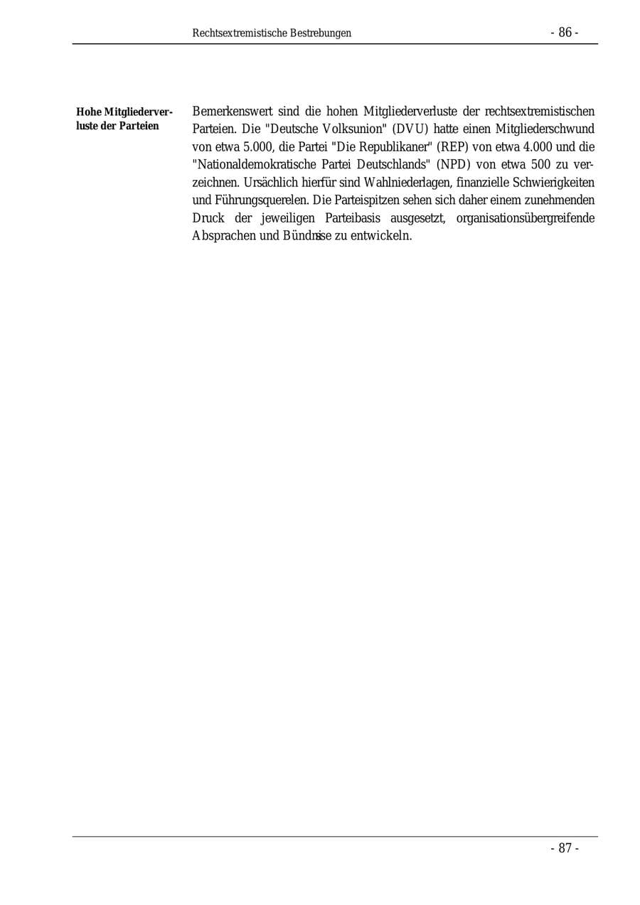 Seite 86 des Verfassungsschutzbericht 1995 Bund