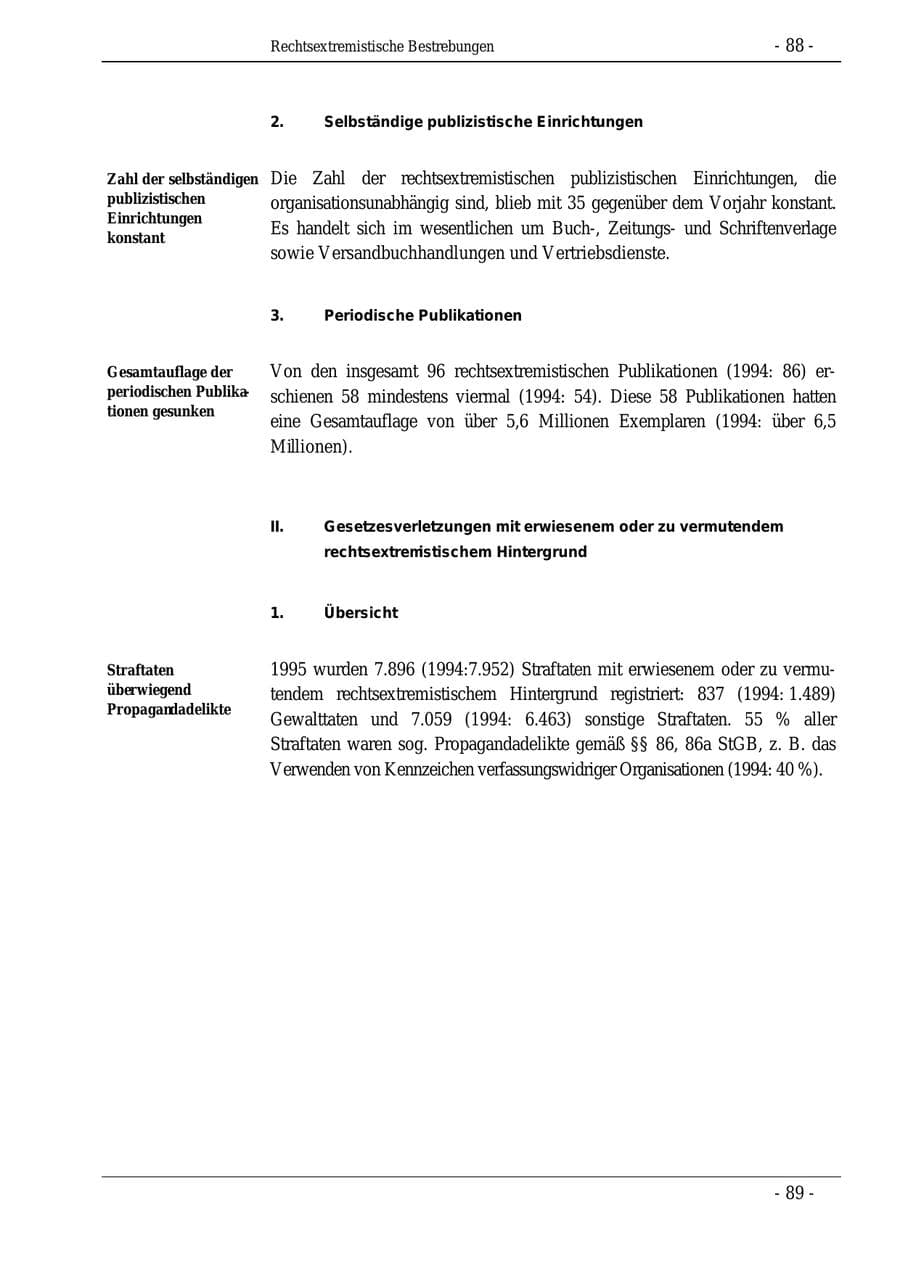 Seite 88 des Verfassungsschutzbericht 1995 Bund