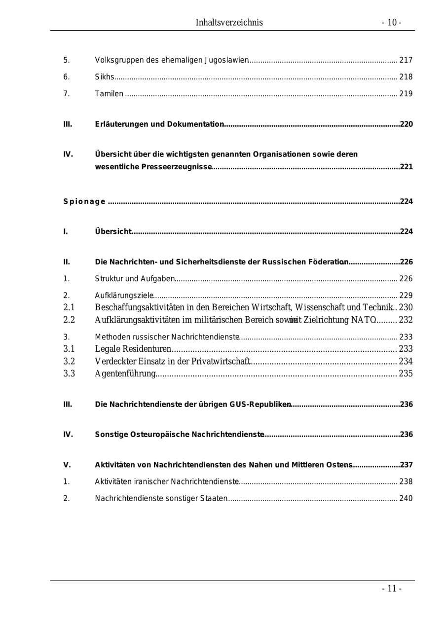 Seite 10 des Verfassungsschutzbericht 1995 Bund