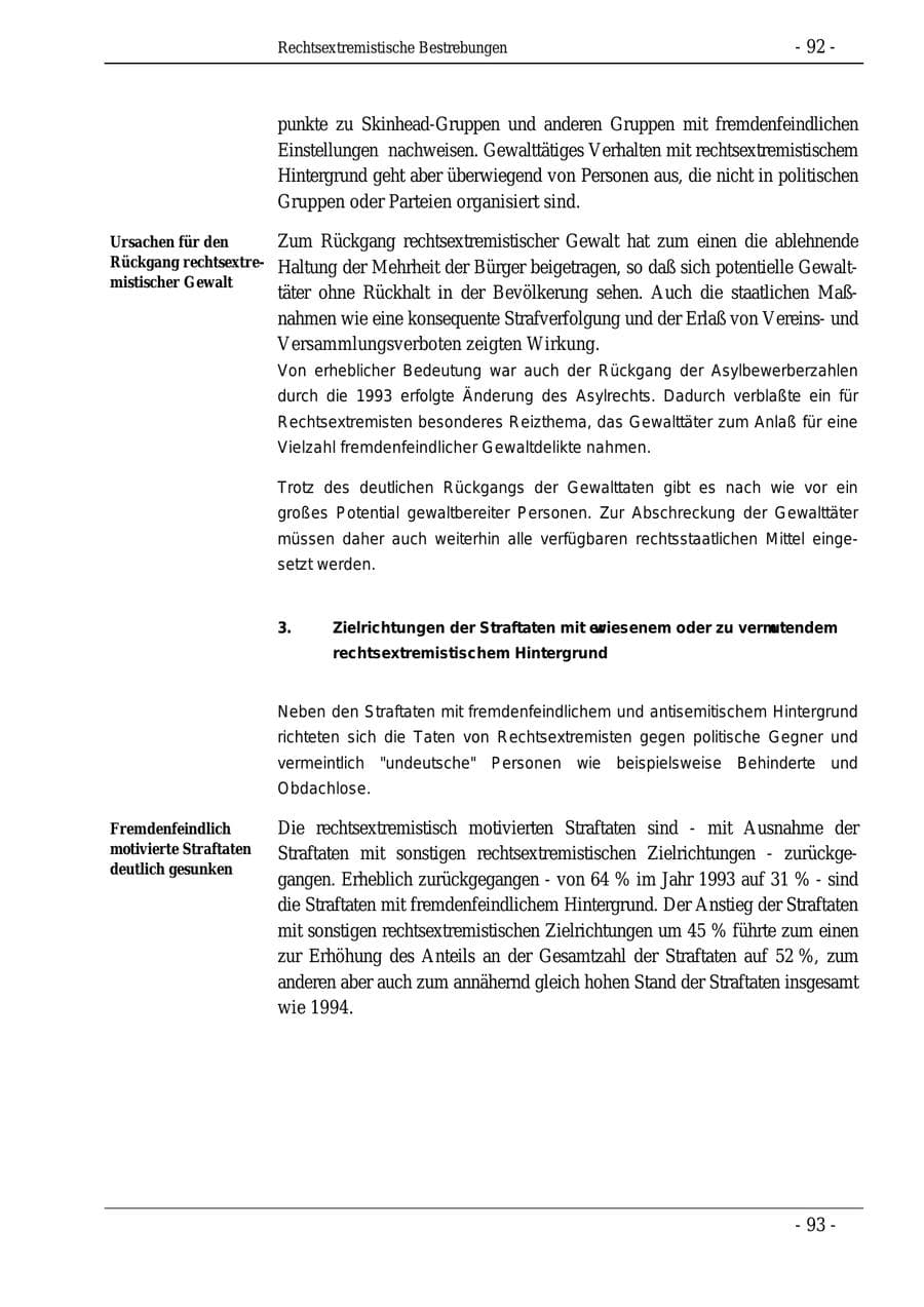 Seite 92 des Verfassungsschutzbericht 1995 Bund
