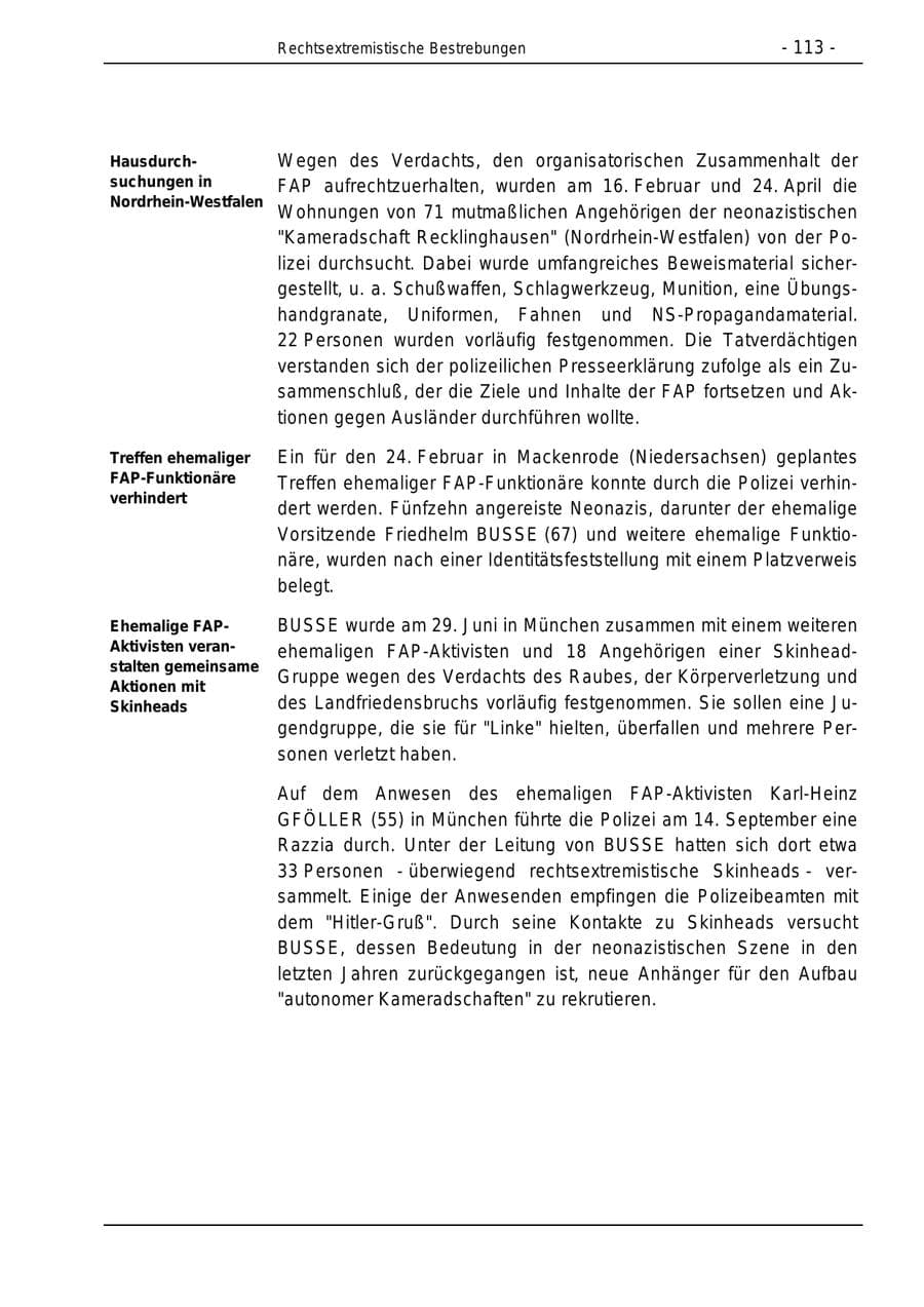 Seite 113 des Verfassungsschutzbericht 1996 Bund