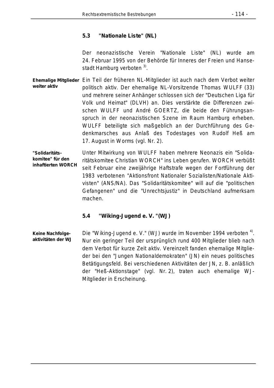 Seite 114 des Verfassungsschutzbericht 1996 Bund