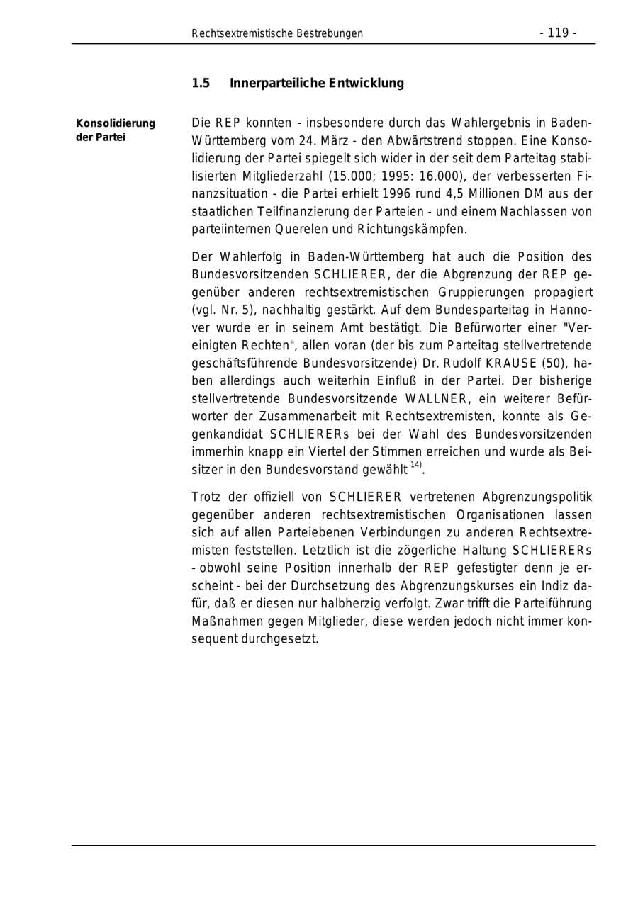 Seite 119 des Verfassungsschutzbericht 1996 Bund