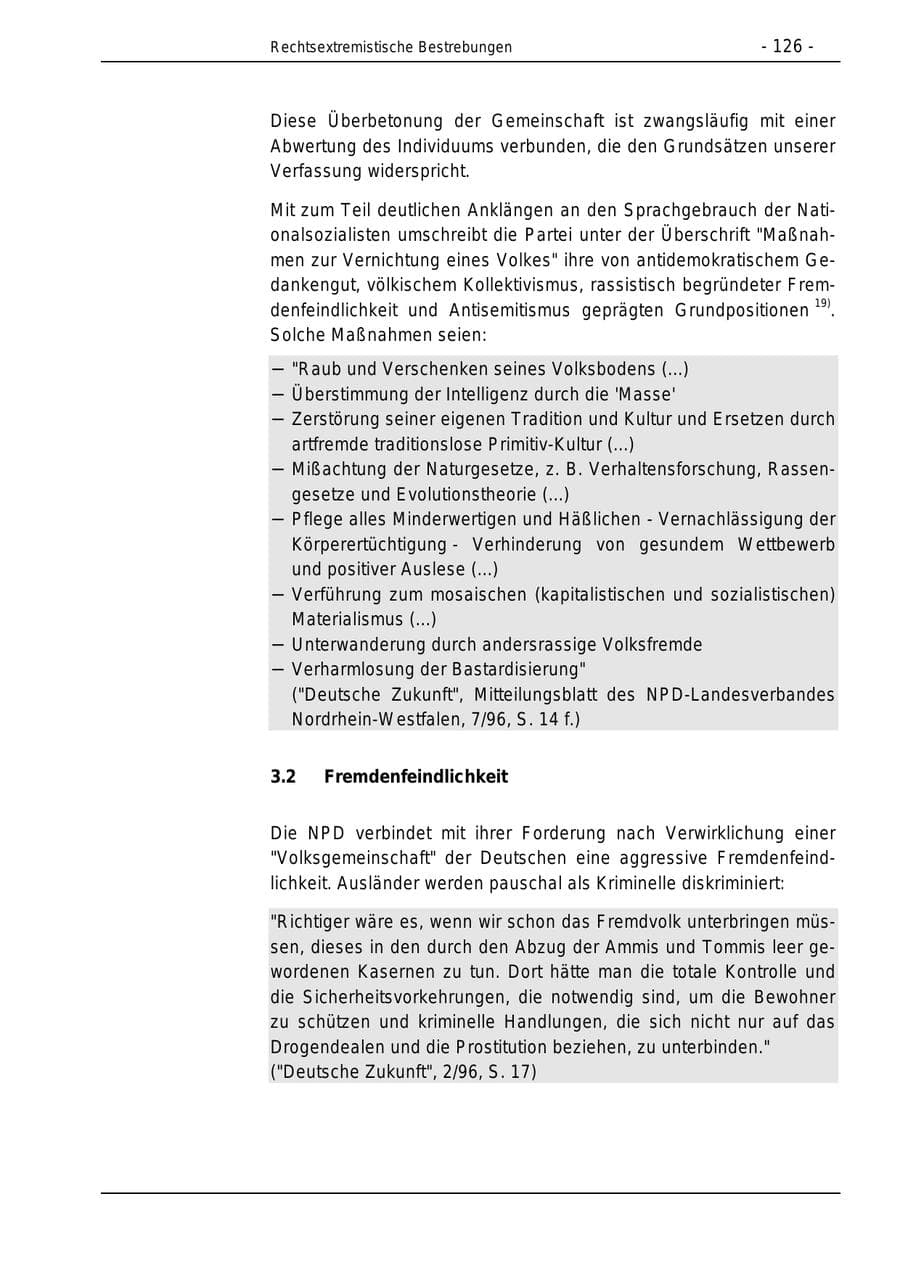 Seite 126 des Verfassungsschutzbericht 1996 Bund