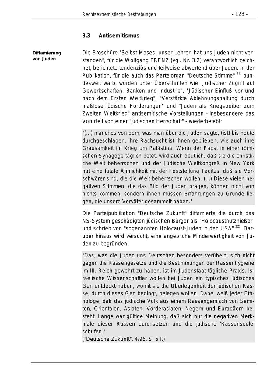 Seite 128 des Verfassungsschutzbericht 1996 Bund