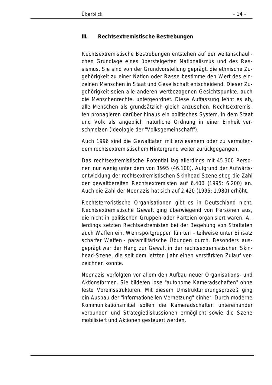 Seite 14 des Verfassungsschutzbericht 1996 Bund