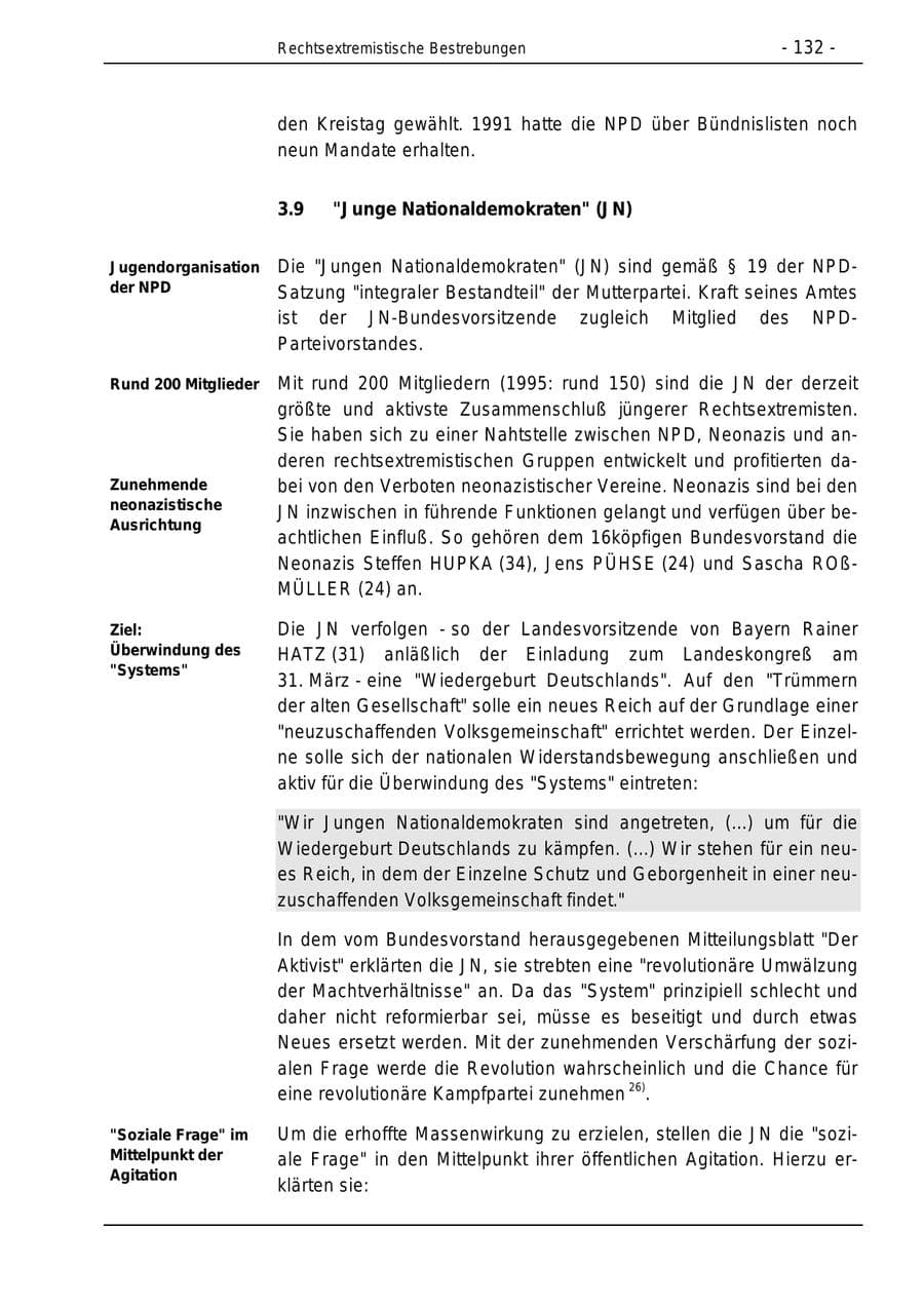 Seite 132 des Verfassungsschutzbericht 1996 Bund
