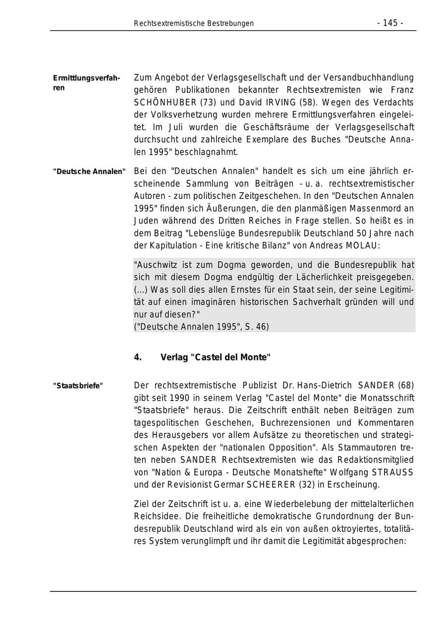 Seite 145 des Verfassungsschutzbericht 1996 Bund