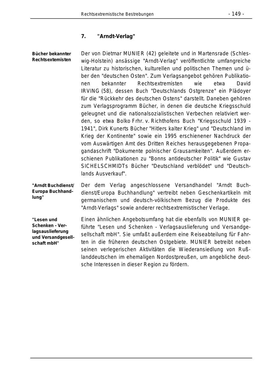 Seite 149 des Verfassungsschutzbericht 1996 Bund