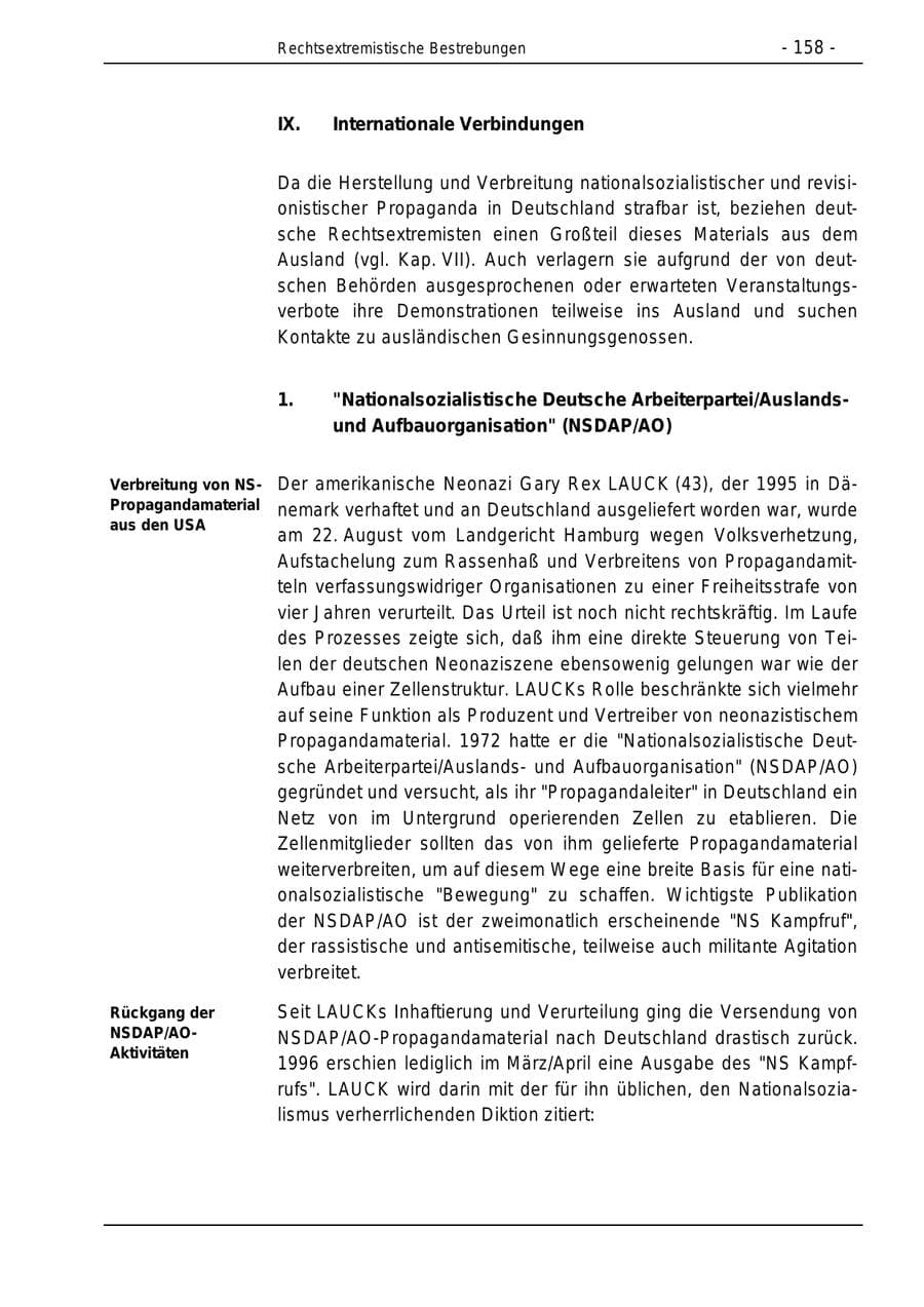 Seite 158 des Verfassungsschutzbericht 1996 Bund
