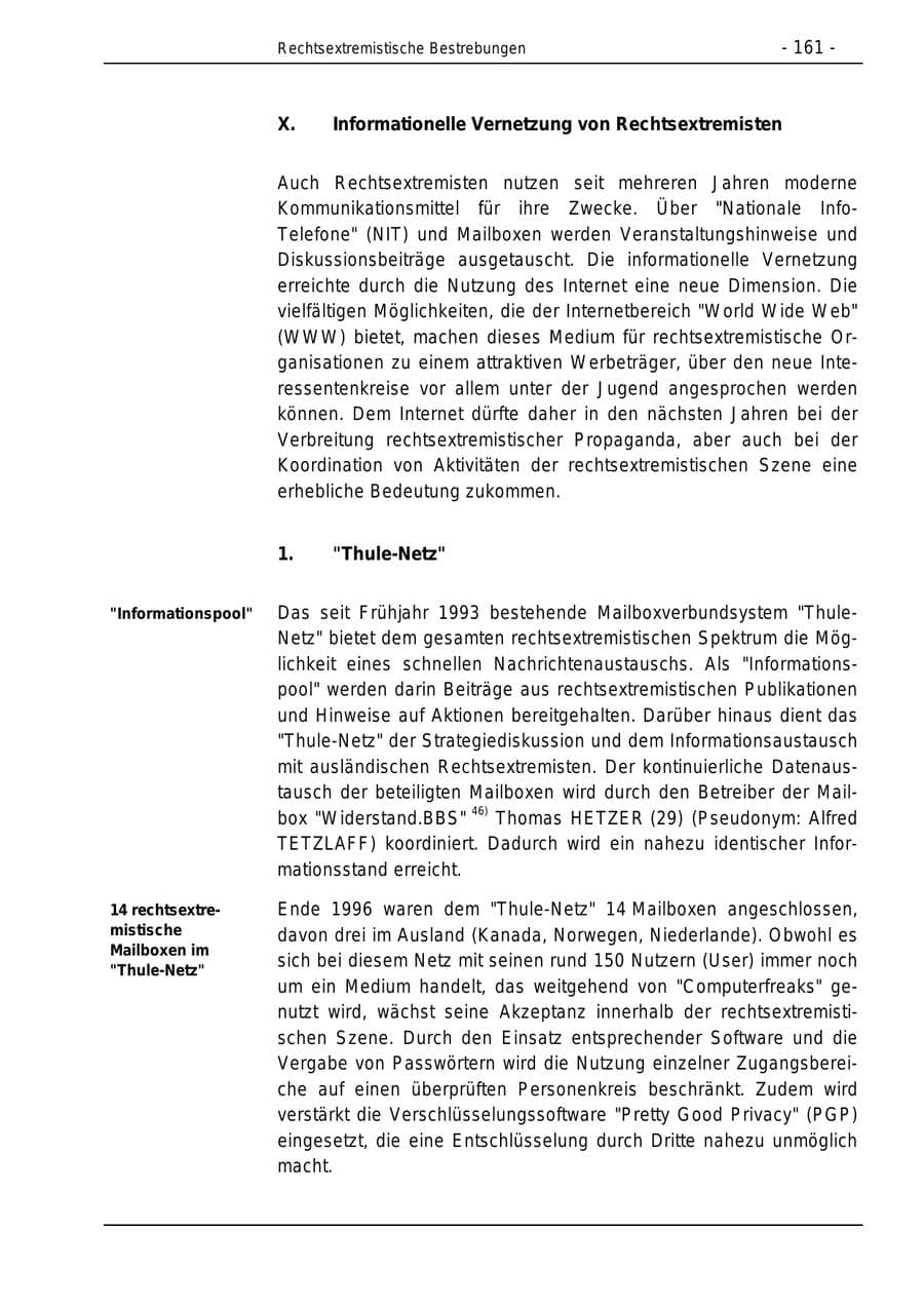 Seite 161 des Verfassungsschutzbericht 1996 Bund