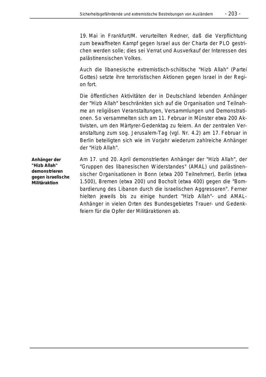 Seite 203 des Verfassungsschutzbericht 1996 Bund