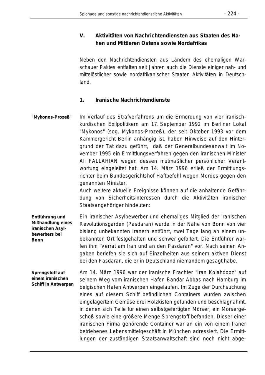 Seite 224 des Verfassungsschutzbericht 1996 Bund
