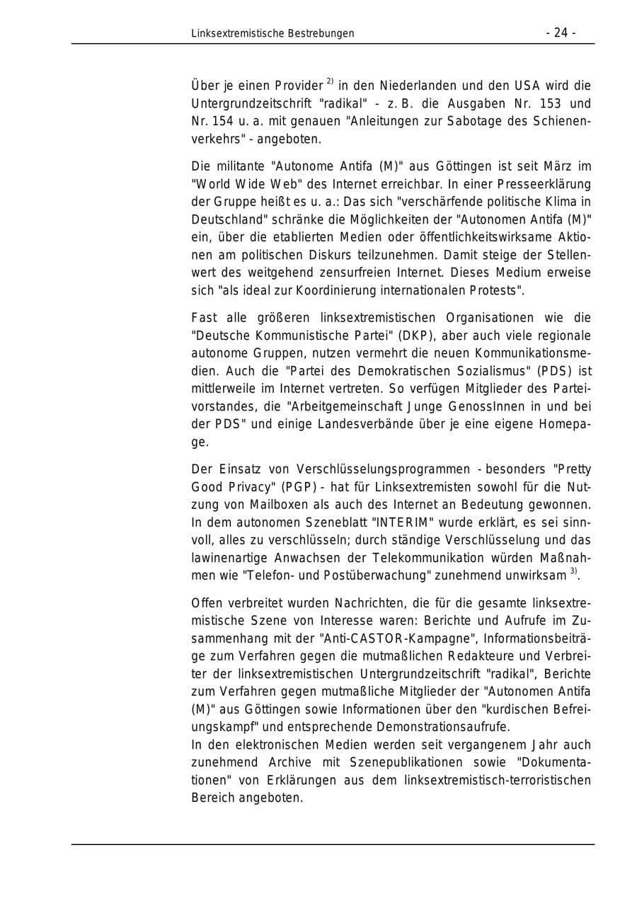 Seite 24 des Verfassungsschutzbericht 1996 Bund