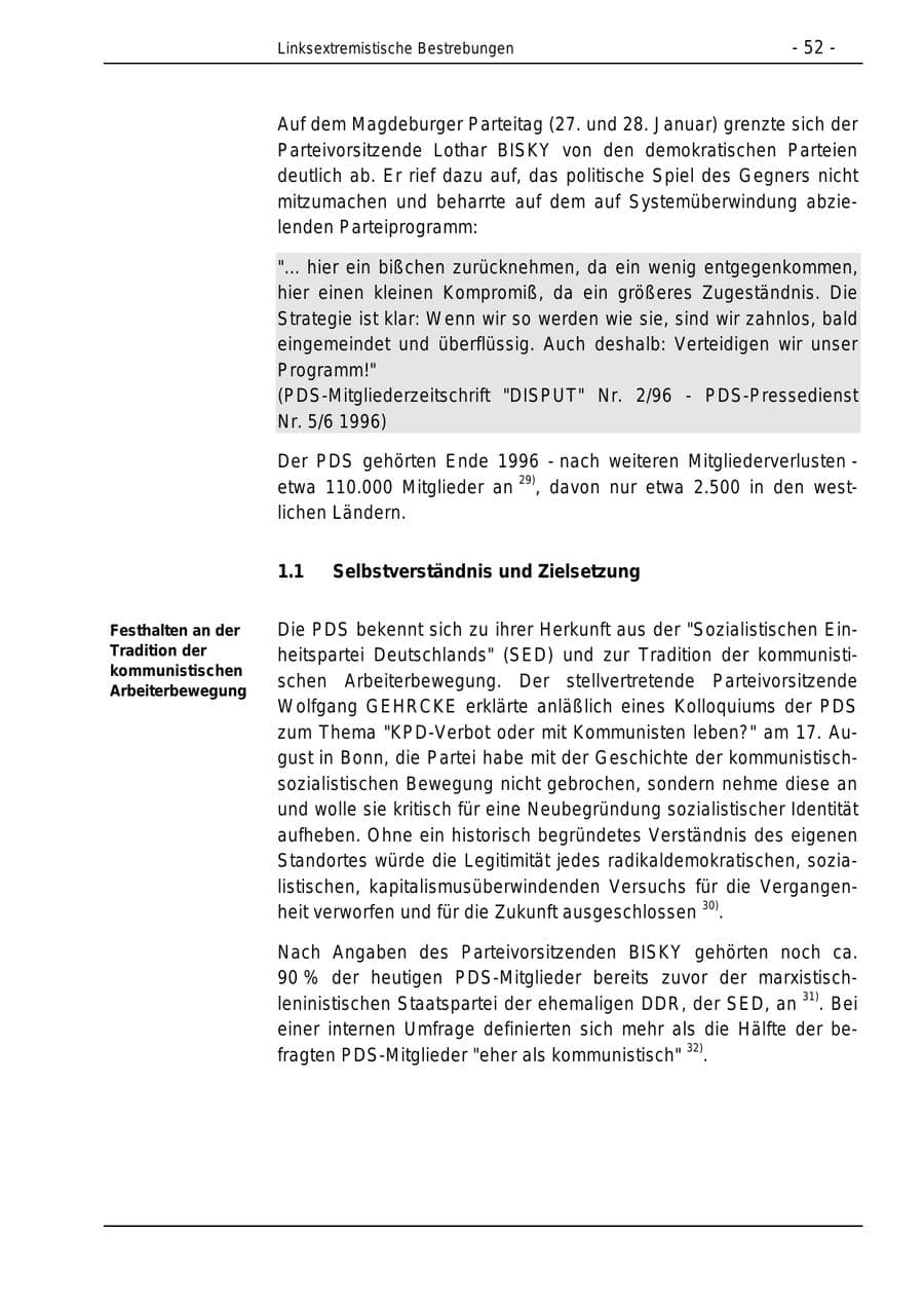 Seite 52 des Verfassungsschutzbericht 1996 Bund