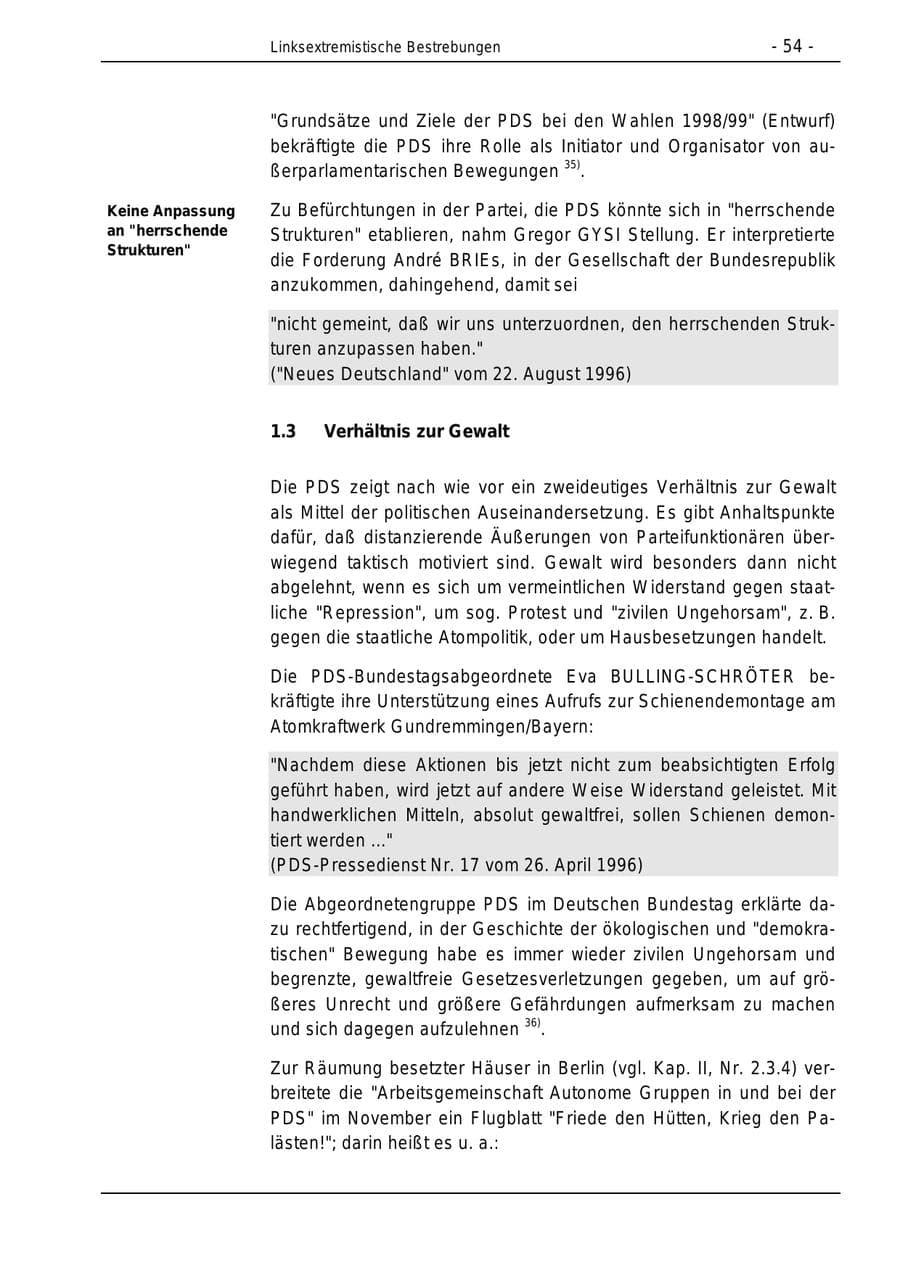 Seite 54 des Verfassungsschutzbericht 1996 Bund