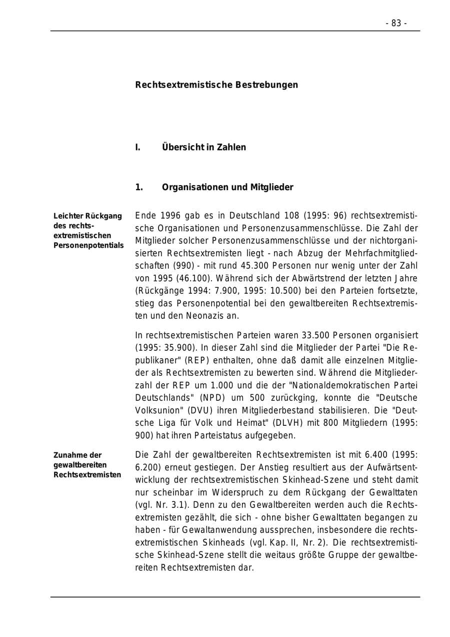 Seite 83 des Verfassungsschutzbericht 1996 Bund