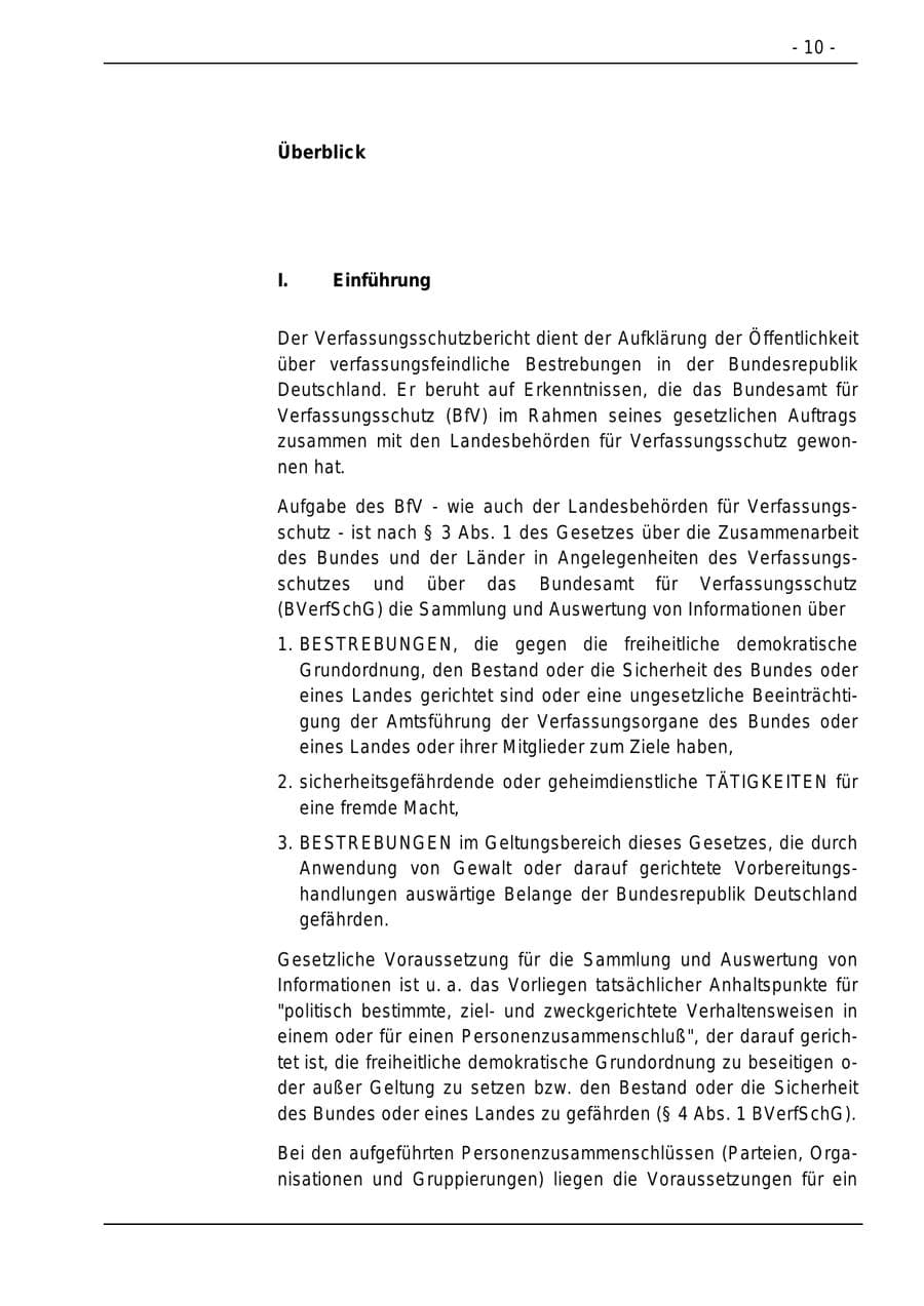 Seite 10 des Verfassungsschutzbericht 1996 Bund