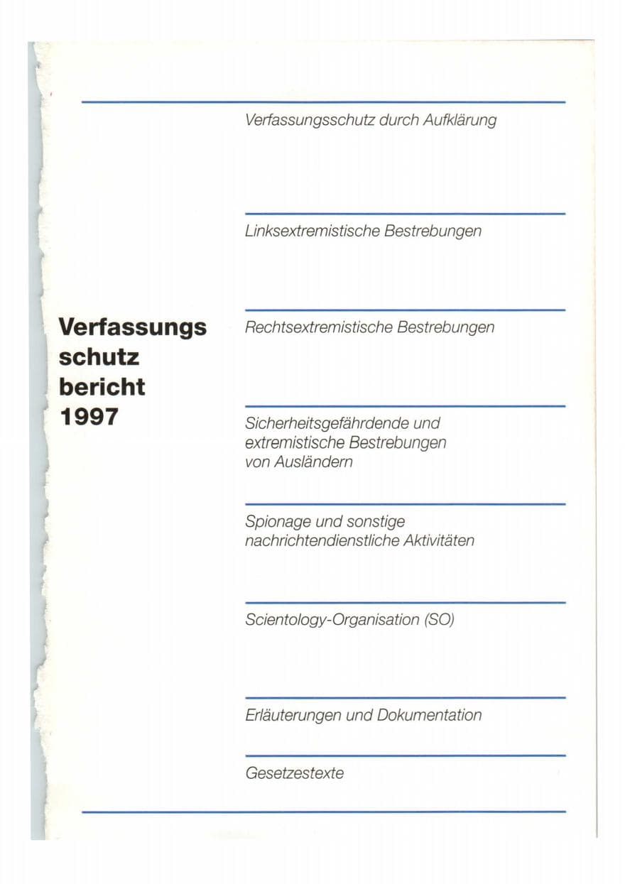Seite 2 des Verfassungsschutzbericht 1997 Bund