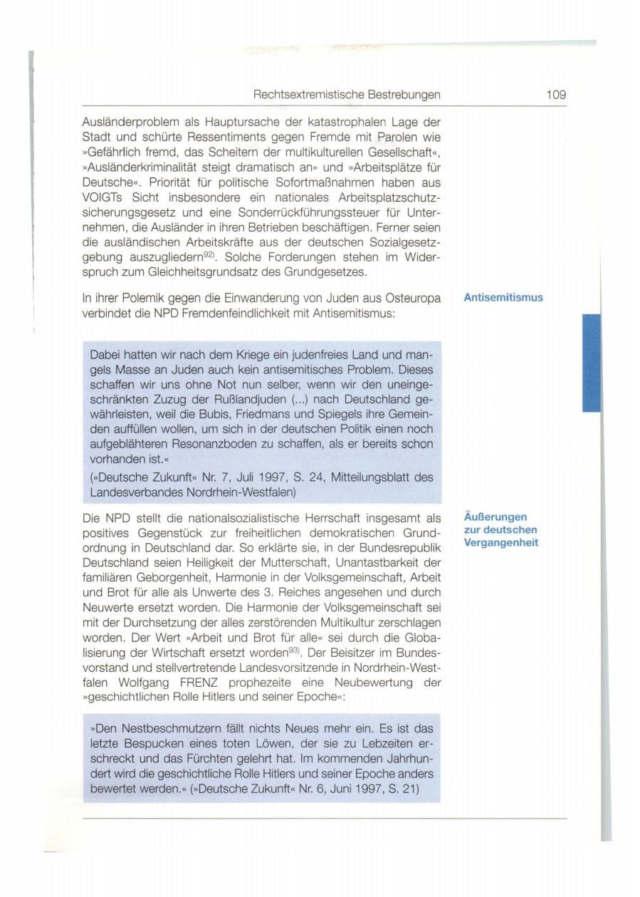 Seite 110 des Verfassungsschutzbericht 1997 Bund