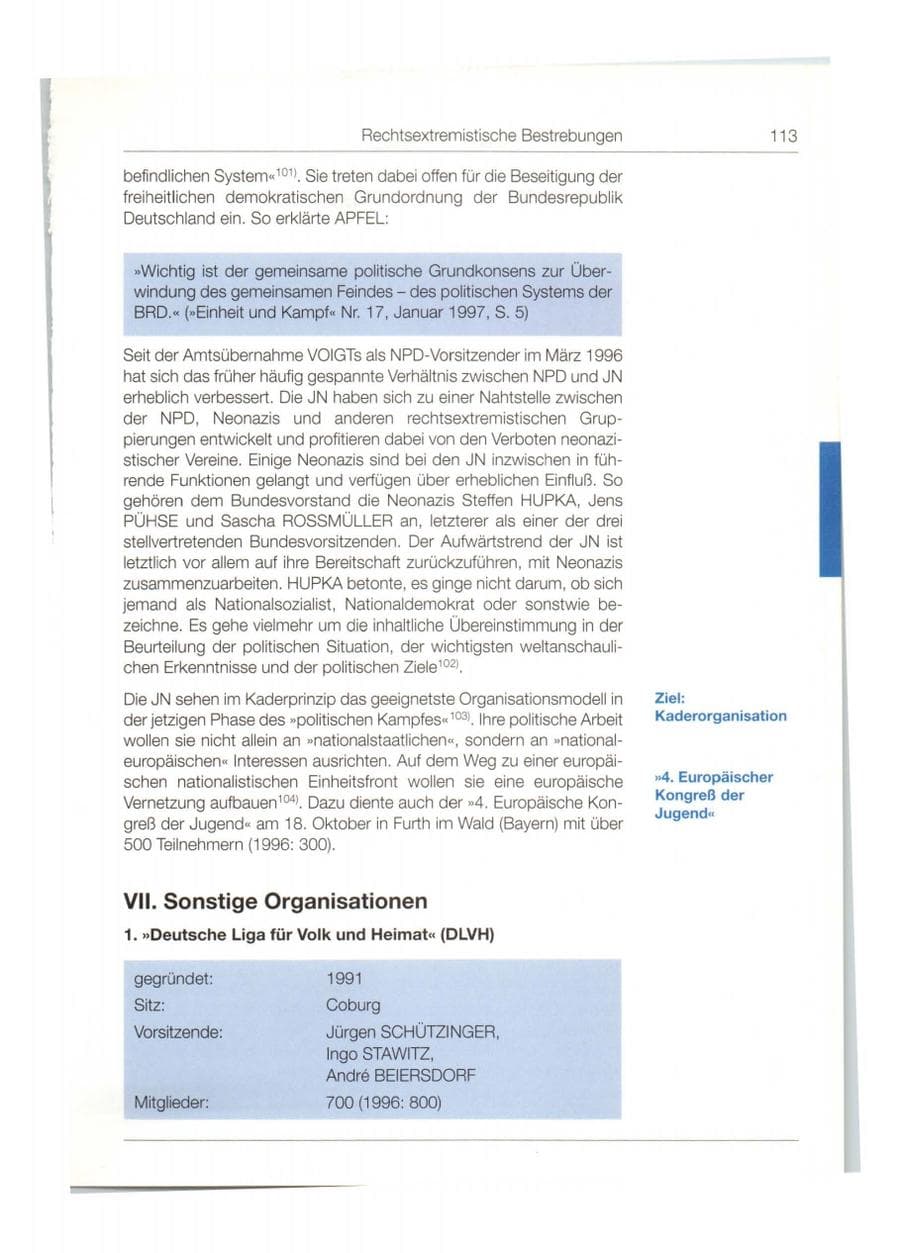 Seite 114 des Verfassungsschutzbericht 1997 Bund