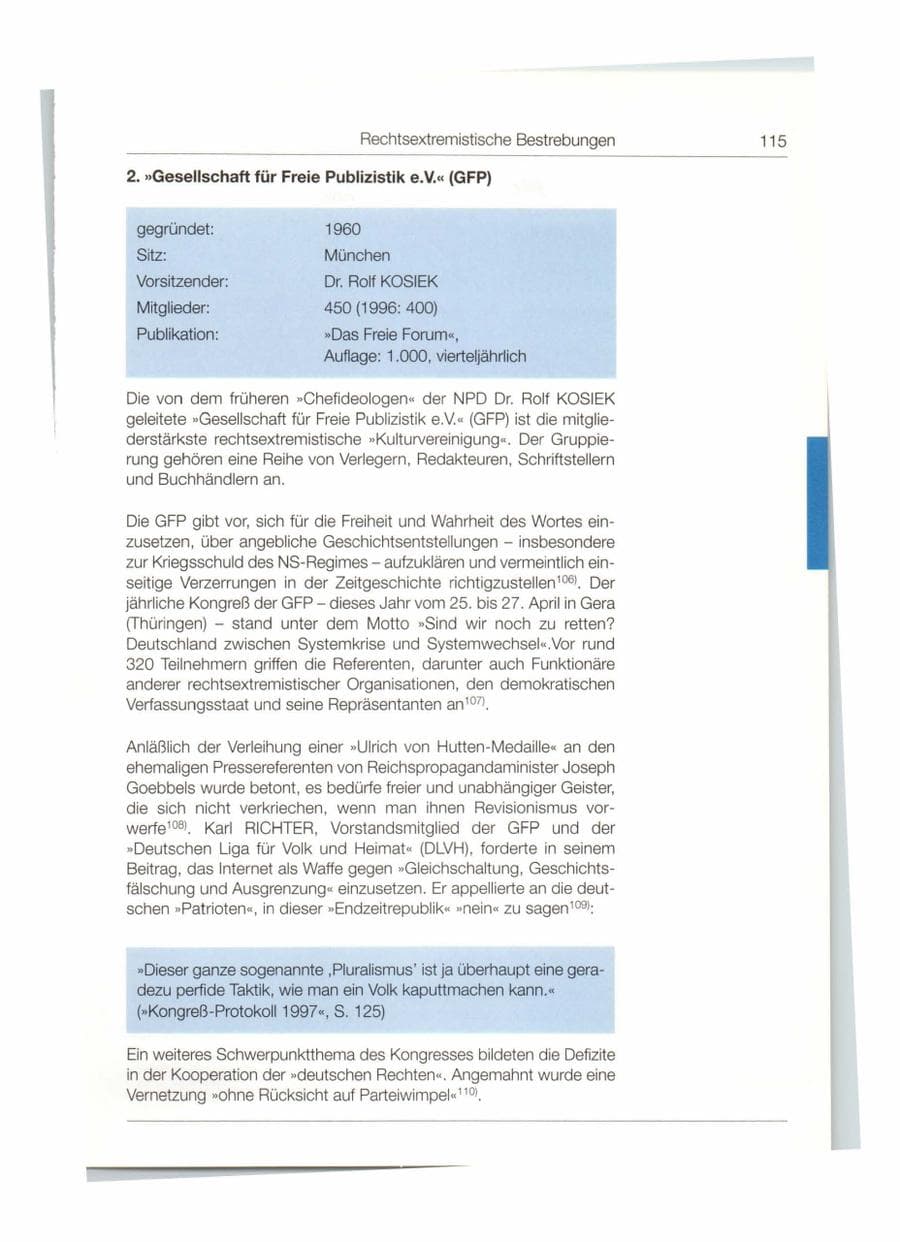 Seite 116 des Verfassungsschutzbericht 1997 Bund