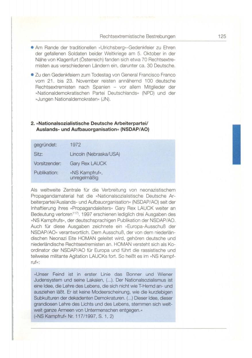 Seite 126 des Verfassungsschutzbericht 1997 Bund