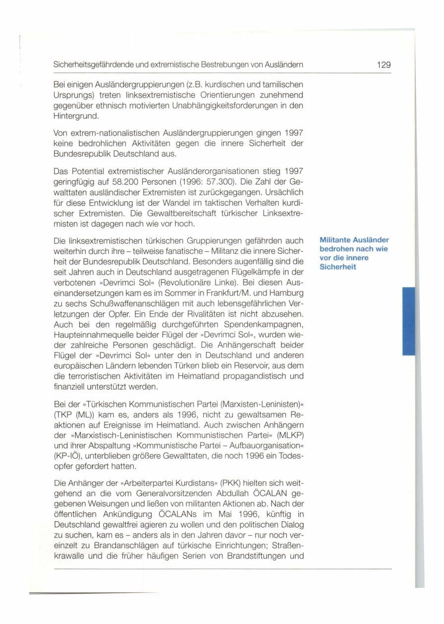 Seite 130 des Verfassungsschutzbericht 1997 Bund