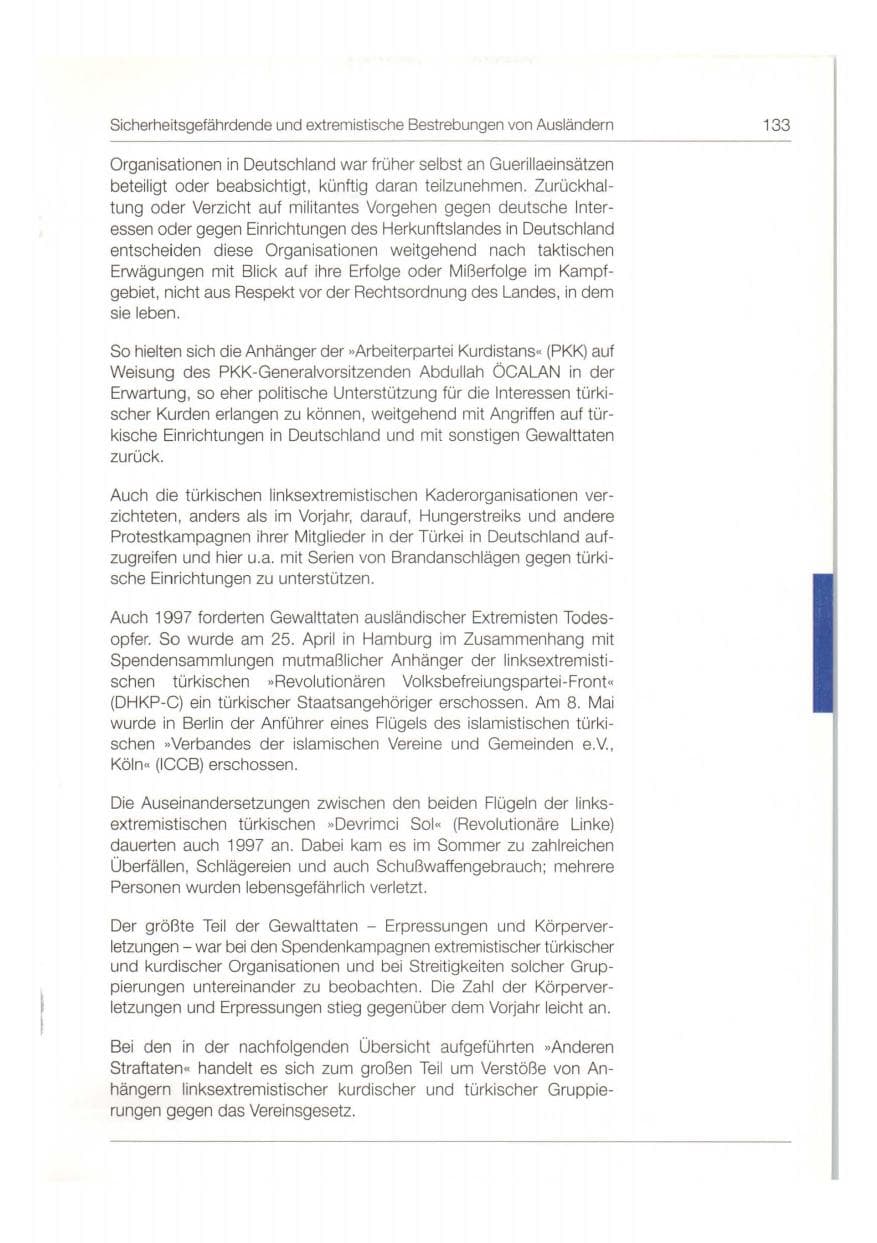 Seite 134 des Verfassungsschutzbericht 1997 Bund