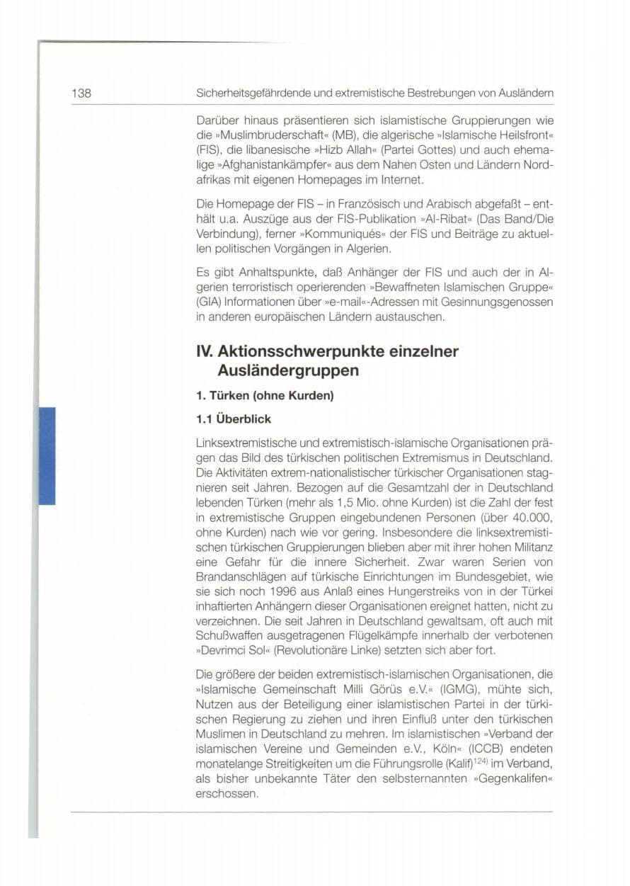 Seite 139 des Verfassungsschutzbericht 1997 Bund