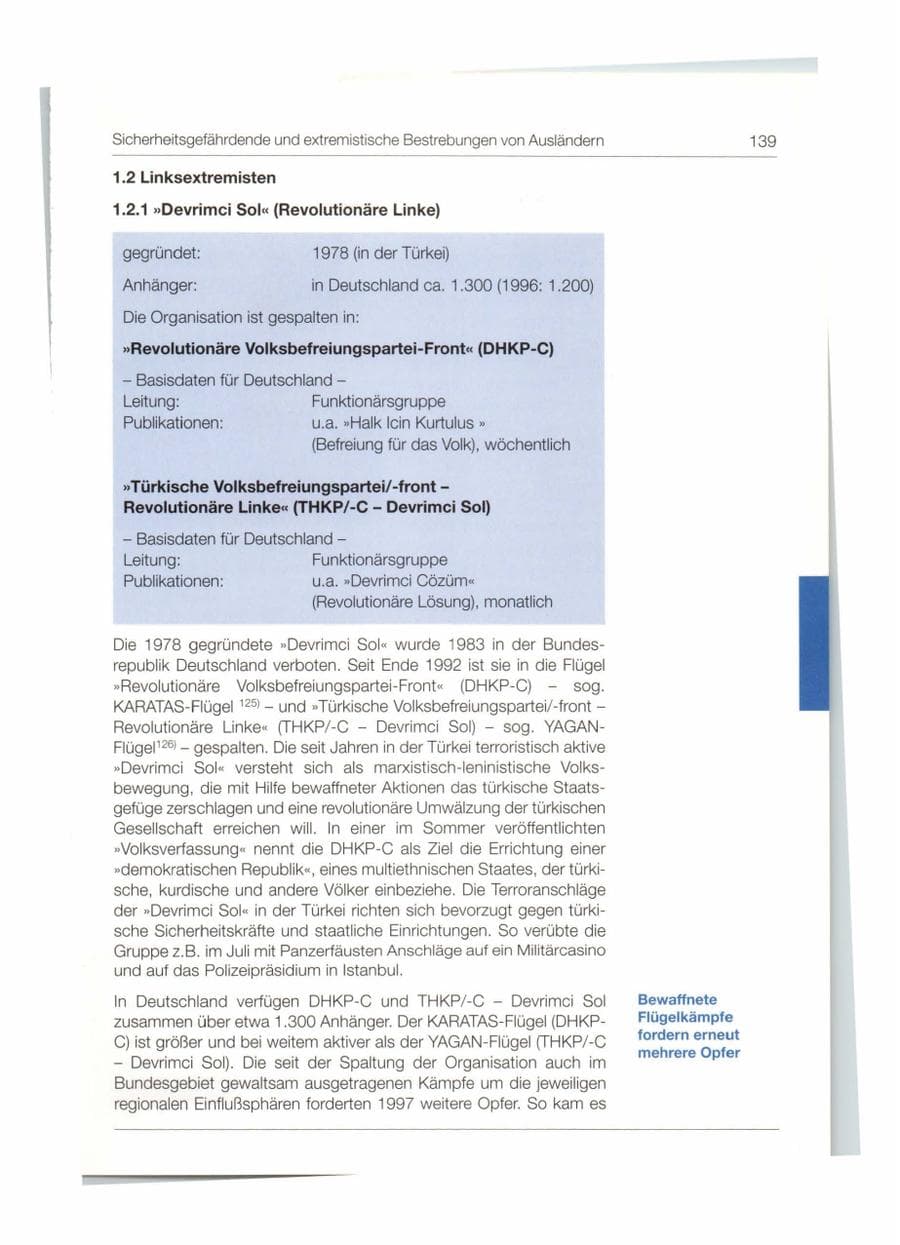 Seite 140 des Verfassungsschutzbericht 1997 Bund