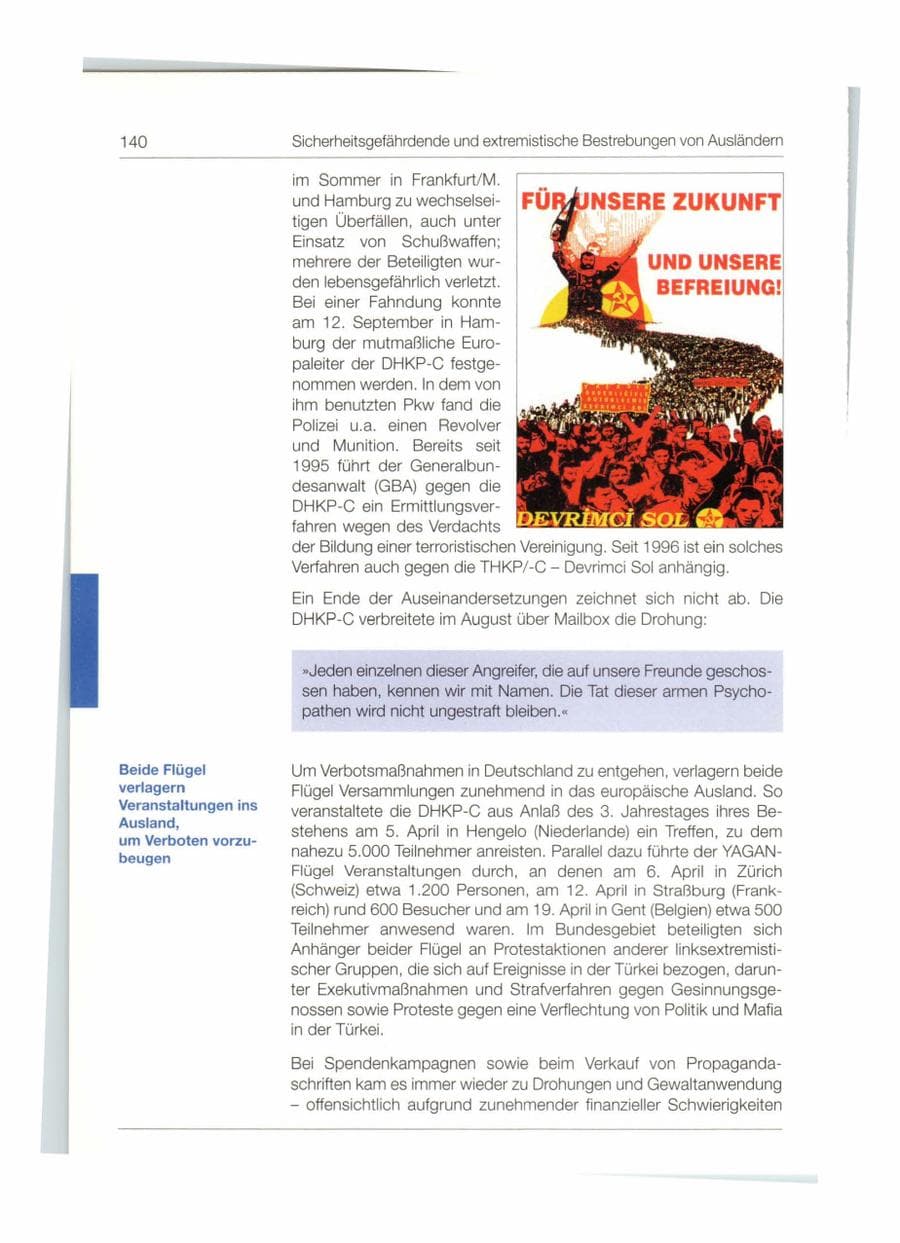 Seite 141 des Verfassungsschutzbericht 1997 Bund